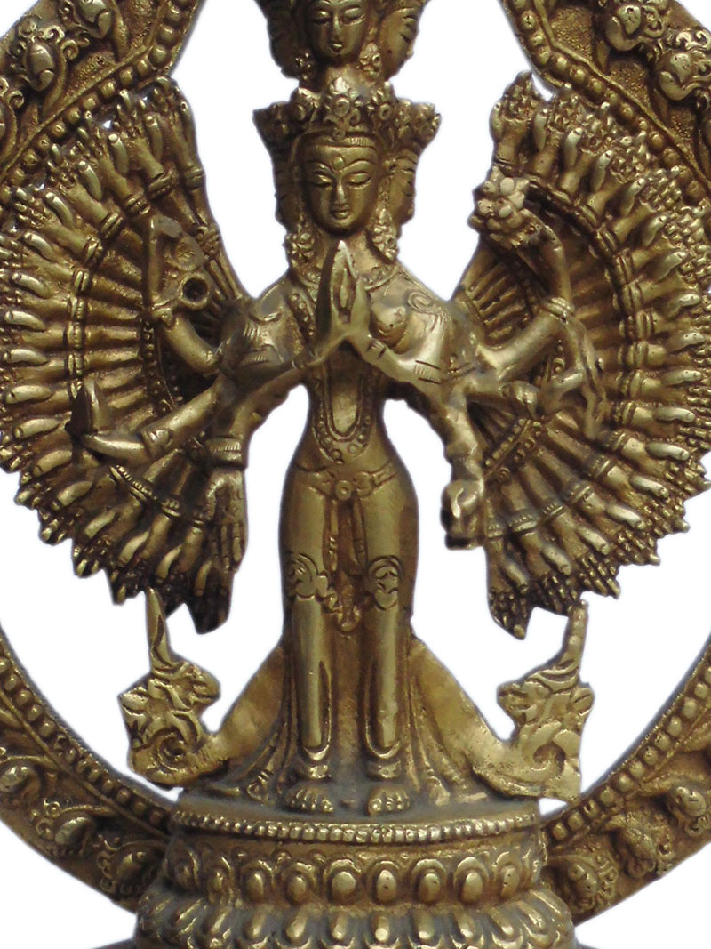 アジアン雑貨　BS-61 ネパール仏像　十一面千手千眼観音菩薩