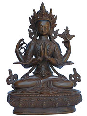 アジアン雑貨　BS-7 ネパール仏像(六字咒観音菩薩像)