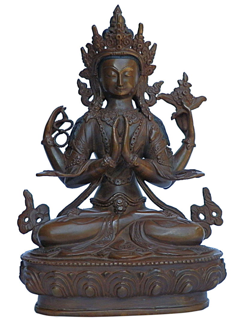 アジアン雑貨　BS-7 ネパール仏像(六字咒観音菩薩像)