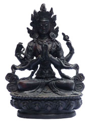 アジアン雑貨　BTS-44　ネパール仏像(六字咒観音菩薩)