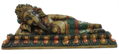 アジアン雑貨　ネパール仏像　涅槃ガネーシャ像(スリーピング・ガネーシャ)