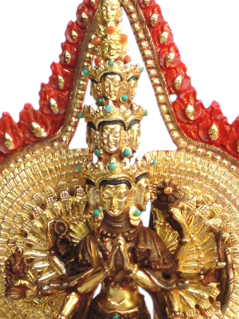 アジアン雑貨　BS-26 ネパール仏像　十一面千手千眼観音菩薩