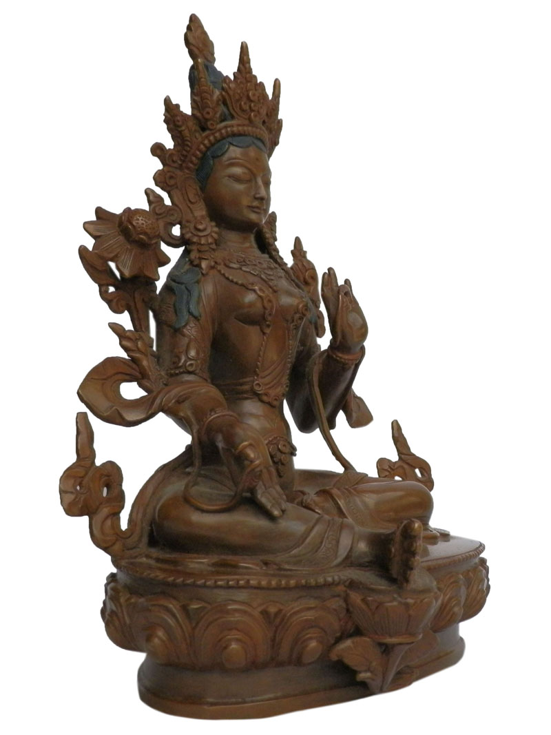 アジアン雑貨　BS-33 ネパール仏像　グリーンターラー像