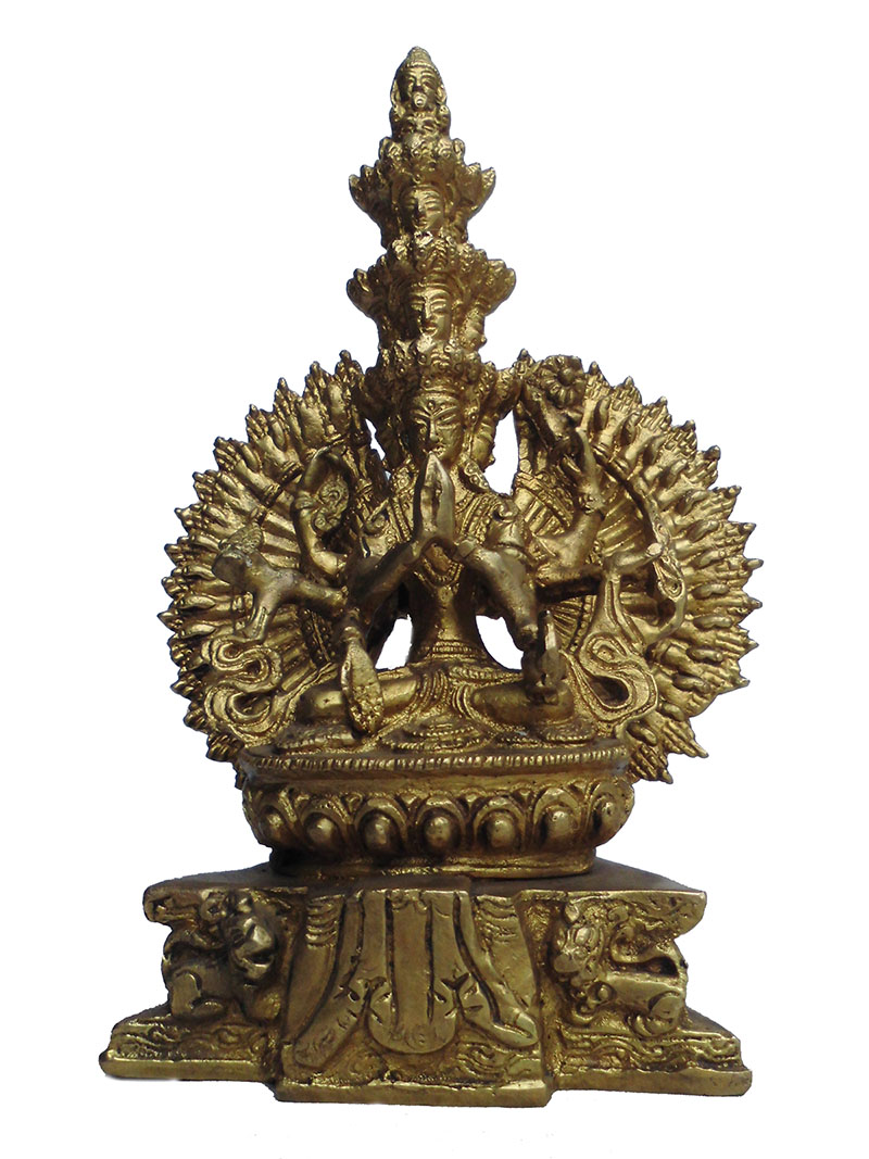 アジアン雑貨　BS-66 ネパール仏像　十一面千手千眼観音菩薩