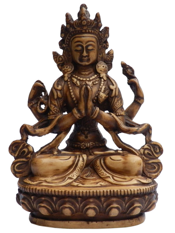 アジアン雑貨 BTS-46 ネパール仏像 六字咒観音菩薩(チャングラ・レーシー)