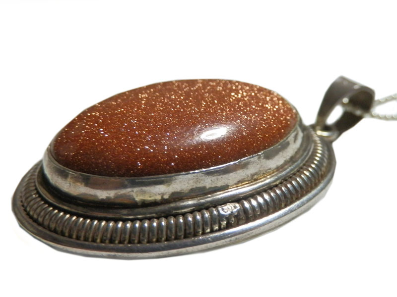 アジアン雑貨　天然石シルバーアクセサリー　CHAKI-1 茶金石ネックレス