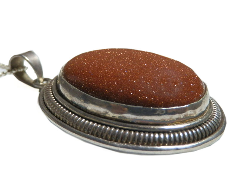 アジアン雑貨　天然石シルバーアクセサリー　CHAKI-1 茶金石ネックレス