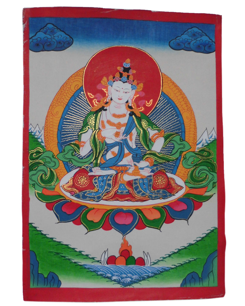 □☆アジアン雑貨 ネパール仏画 ヴァジュラサットヴァ（TA-61）-