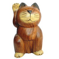 アジアン雑貨　CAT-11　ネコちゃん木彫り(お昼寝猫ちゃん　大)