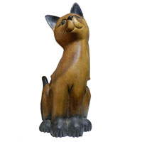 アジアン雑貨　CAT-22　猫ちゃん木彫り