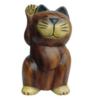 アジアン雑貨　CAT-32　猫ちゃん木彫り