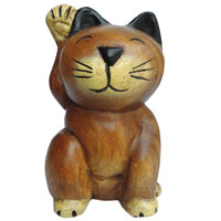アジアン雑貨　CAT-33　猫ちゃん木彫り