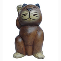 アジアン雑貨　CAT-35　猫ちゃん木彫り