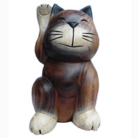 アジアン雑貨　CAT-36　猫ちゃん木彫り