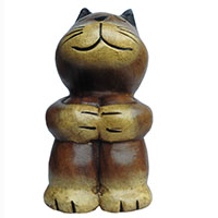 アジアン雑貨　CAT-37　猫ちゃん木彫り