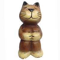 アジアン雑貨　CAT-39　猫ちゃん木彫り