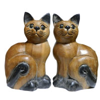 アジアン雑貨　CAT-4 木彫りのネコちゃん