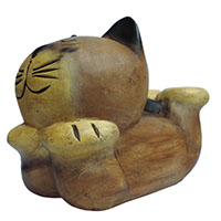 アジアン雑貨　CAT-40　猫ちゃん木彫り