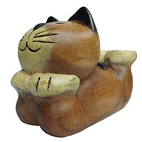 アジアン雑貨　CAT-41　猫ちゃん木彫り