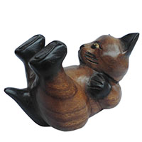 アジアン雑貨　CAT-43　猫ちゃん木彫り