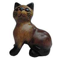 アジアン雑貨　CAT-45　猫ちゃん木彫り