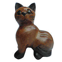 アジアン雑貨　CAT-47　猫ちゃん木彫り