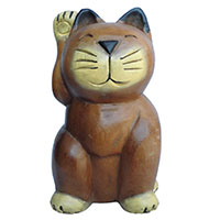アジアン雑貨　CAT-5　木彫りのネコちゃん