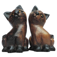 アジアン雑貨　CAT-8　ネコちゃん木彫り
