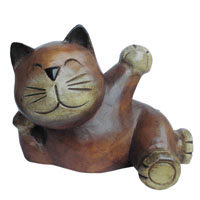 アジアン雑貨　CAT-9　ネコちゃん木彫り