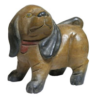 アジアン雑貨　DOG-12　わんちゃんの木彫り