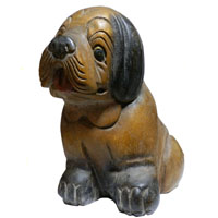 アジアン雑貨　DOG-2　わんちゃんの木彫り