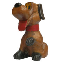 アジアン雑貨　DOG-5　わんちゃんの木彫り