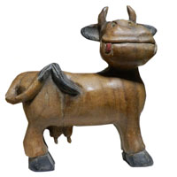 アジアン雑貨　COW-1　舌出し牛さんの木彫り