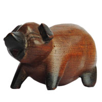アジアン雑貨　PIG-1　ぶたさんの木彫り