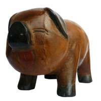 アジアン雑貨　PIG-2　ぶたさんの木彫り